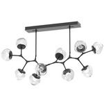 Luna Modern Branch Chandelier - Matte Black / Clear Floret