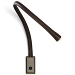 Flexiled Wall Reading Light - Satin Bronze / Dark Brown Leather