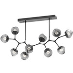 Luna Modern Branch Chandelier - Matte Black / Smoke Floret