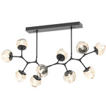 Luna Modern Branch Chandelier - Matte Black / Amber Geo