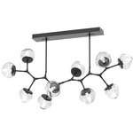 Luna Modern Branch Chandelier - Matte Black / Clear Geo