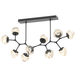 Luna Modern Branch Chandelier - Matte Black / Amber Zircon