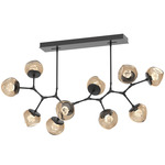 Luna Modern Branch Chandelier - Matte Black / Bronze Zircon