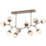 Luna Modern Branch Chandelier - Burnished Bronze / Amber Floret