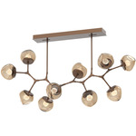 Luna Modern Branch Chandelier - Burnished Bronze / Bronze Floret