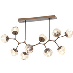 Luna Modern Branch Chandelier - Burnished Bronze / Amber Geo