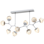 Luna Modern Branch Chandelier - Classic Silver / Amber Floret
