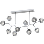 Luna Modern Branch Chandelier - Classic Silver / Smoke Floret