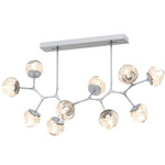 Luna Modern Branch Chandelier - Classic Silver / Amber Geo