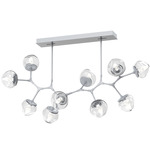 Luna Modern Branch Chandelier - Classic Silver / Clear Geo