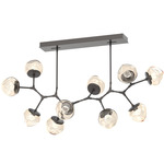 Luna Modern Branch Chandelier - Graphite / Amber Floret