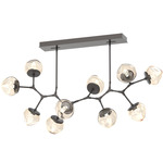 Luna Modern Branch Chandelier - Graphite / Amber Geo