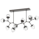 Luna Modern Branch Chandelier - Graphite / Clear Geo
