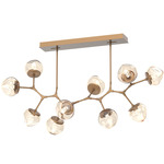 Luna Modern Branch Chandelier - Novel Brass / Amber Geo