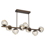 Luna Twisted Branch Linear Chandelier - Flat Bronze / Amber Zircon