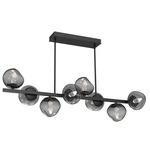Luna Twisted Branch Linear Chandelier - Matte Black / Smoke Geo