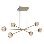 Luna  Moda Linear Chandelier - Gilded Brass / Bronze Geo