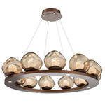 Luna Ring Chandelier - Burnished Bronze / Bronze Floret