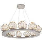Luna Ring Chandelier - Beige Silver / Amber Floret