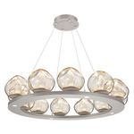 Luna Ring Chandelier - Beige Silver / Amber Geo