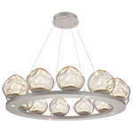 Luna Ring Chandelier - Beige Silver / Amber Zircon