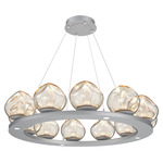 Luna Ring Chandelier - Classic Silver / Amber Geo