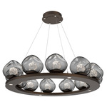 Luna Ring Chandelier - Flat Bronze / Smoke Floret
