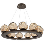 Luna Ring Chandelier - Flat Bronze / Bronze Geo