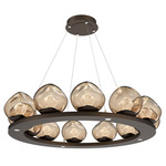 Luna Ring Chandelier - Flat Bronze / Bronze Zircon