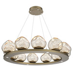Luna Ring Chandelier - Gilded Brass / Amber Floret