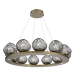 Luna Ring Chandelier - Gilded Brass / Smoke Floret