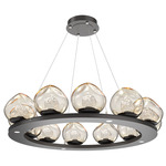 Luna Ring Chandelier - Graphite / Amber Floret