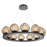 Luna Ring Chandelier - Graphite / Bronze Floret