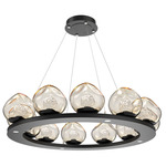 Luna Ring Chandelier - Matte Black / Amber Floret