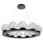 Luna Ring Chandelier - Matte Black / Clear Floret