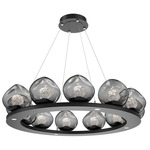 Luna Ring Chandelier - Matte Black / Smoke Floret