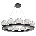 Luna Ring Chandelier - Matte Black / Clear Geo