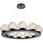 Luna Ring Chandelier - Matte Black / Amber Zircon