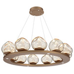 Luna Ring Chandelier - Novel Brass / Amber Geo