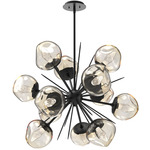 Luna Starburst Chandelier - Matte Black / Amber Geo