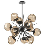 Luna Starburst Chandelier - Matte Black / Bronze Geo