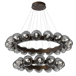 Luna Tiered Radial Ring Chandelier - Flat Bronze / Smoke Geo
