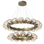 Luna Tiered Radial Ring Chandelier - Gilded Brass / Amber Geo