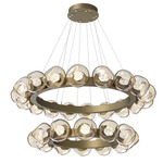 Luna Tiered Radial Ring Chandelier - Gilded Brass / Amber Zircon