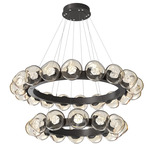 Luna Tiered Radial Ring Chandelier - Graphite / Amber Zircon