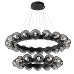 Luna Tiered Radial Ring Chandelier - Matte Black / Smoke Geo