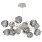Luna Oval Starburst Chandelier - Beige Silver / Smoke Floret