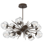 Luna Oval Starburst Chandelier - Flat Bronze / Clear Geo