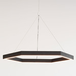 Hexagon Chandelier - White / Black Oak