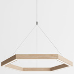 Hexagon Chandelier - White / Natural Oak